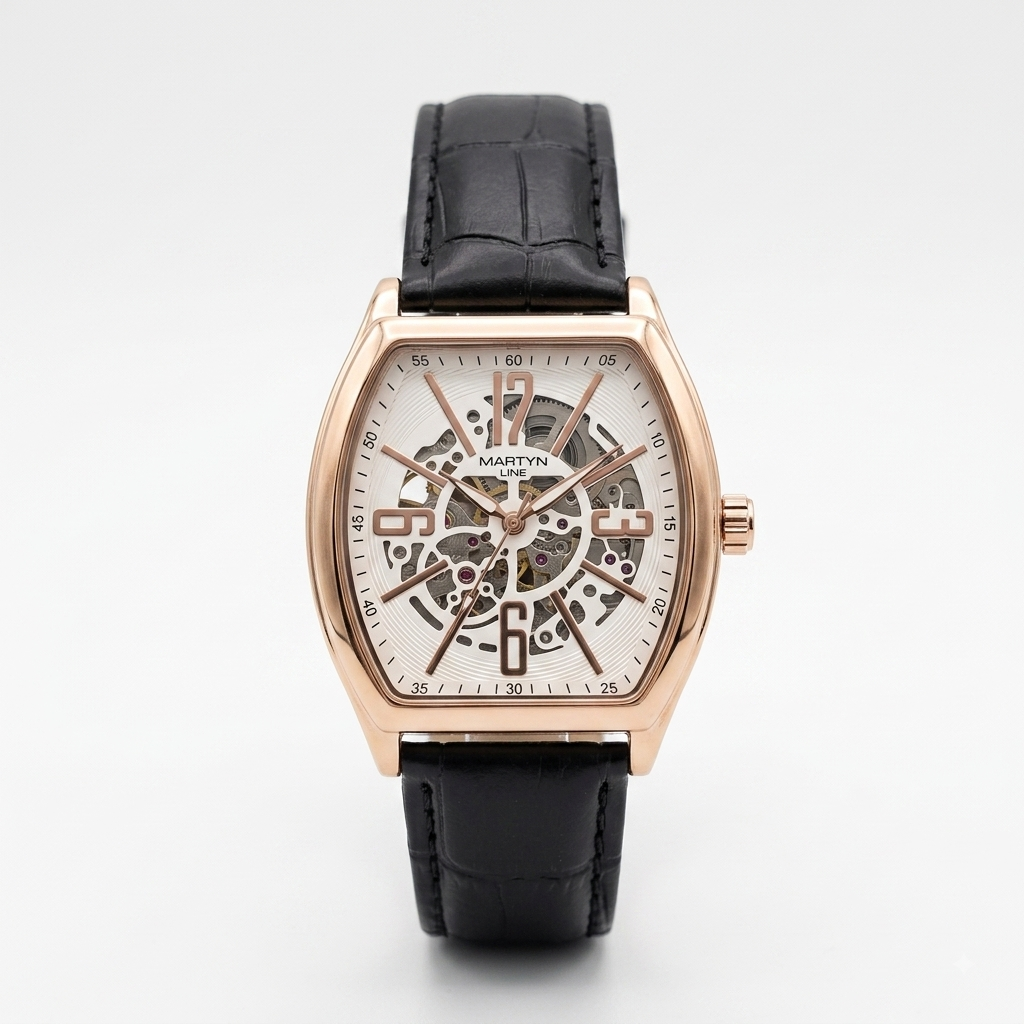 Martyn Line Royal Edition Automatic Watch – Men's Rose Gold Classic Leather Strap Watch