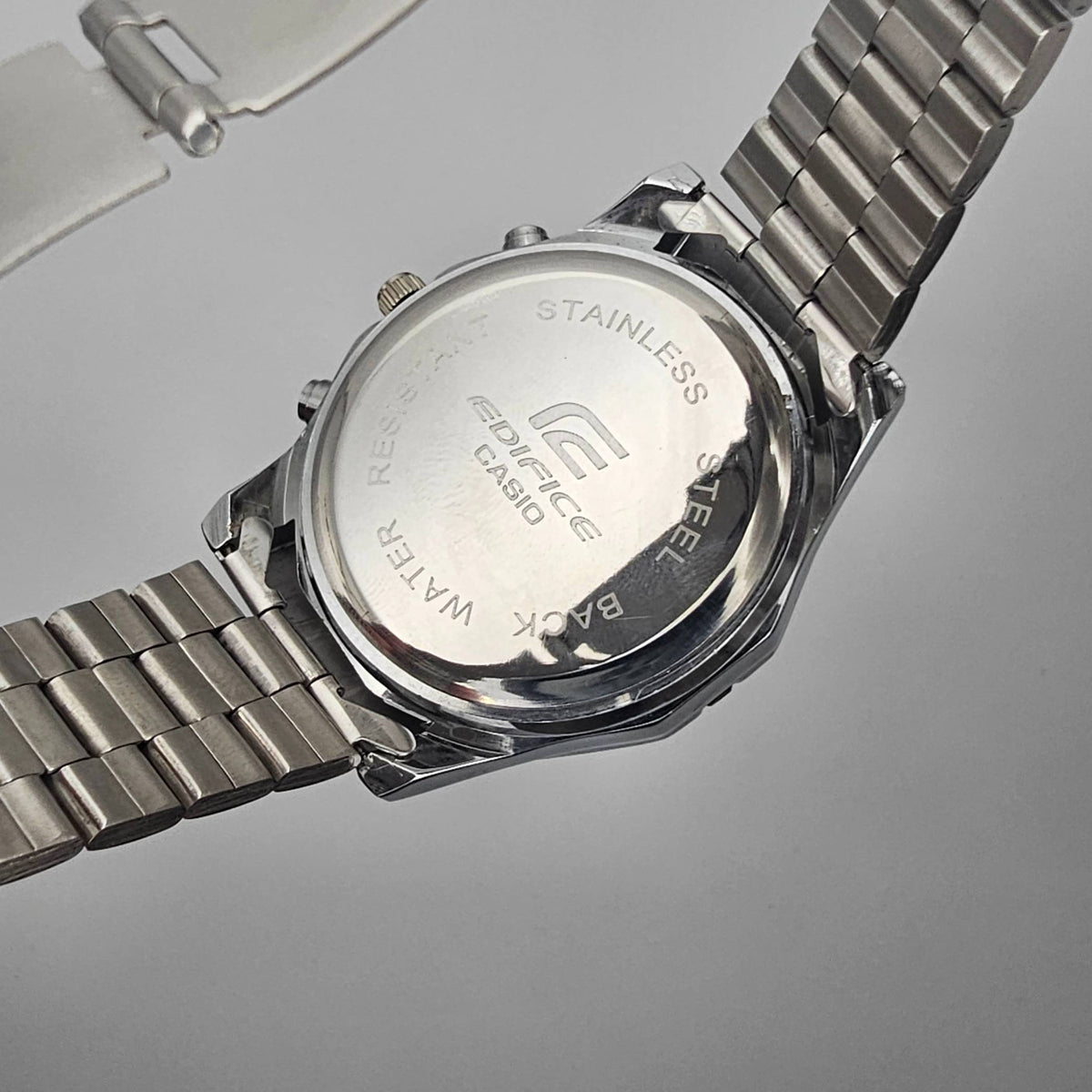 Edifice Date-Just Men's Watch – White Dial Quartz Wristwatch with Date Display