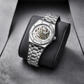 Luxury Mechanical Watch with Skeleton Back – White Dial Automatic Men's Watch