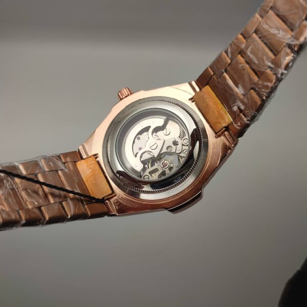 Luxury Mechanical Watch with Skeleton Back – Rose Gold Automatic Men's Watch