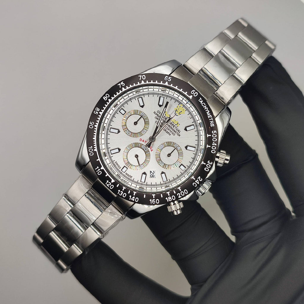 Premium High-Quality Chain Watch – Silver, Chronograph Style