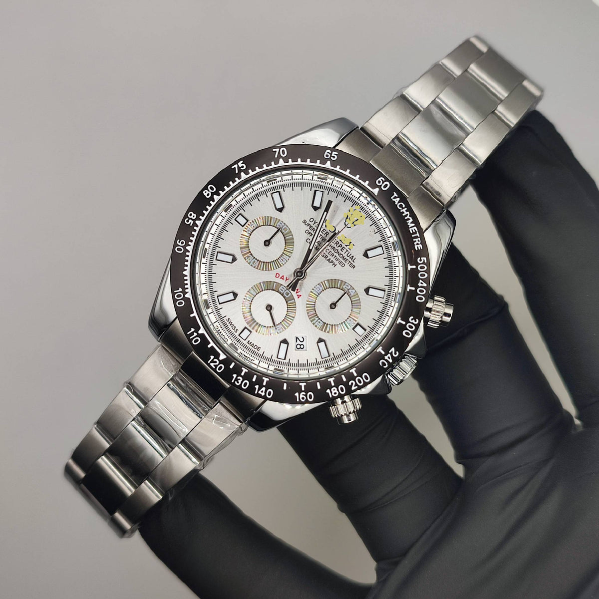 Premium High-Quality Chain Watch – Silver, Chronograph Style