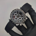 Premium High-Quality Chronograph Watch – Silver & Black Case, Rubber Strap