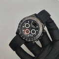 Premium High-Quality Chronograph Watch –Black Case, Rubber Strap