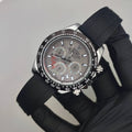Premium High-Quality Chronograph Watch –Black silver & grey Case, Rubber Strap