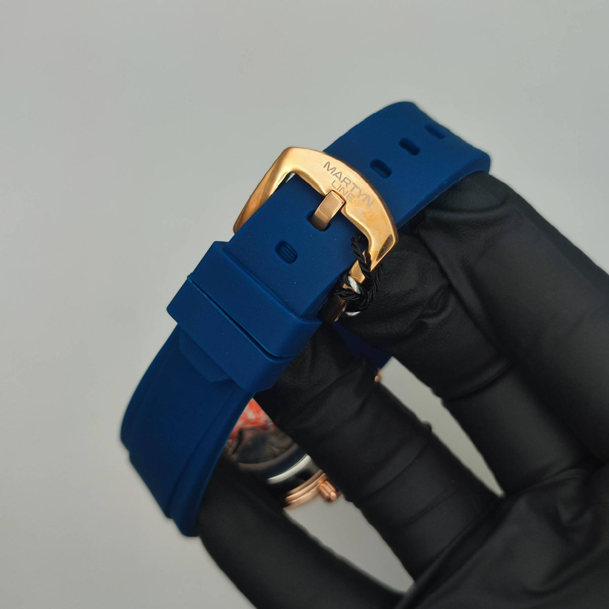 Premium Mechanical Style Watch for Men – Blue Strap, Automatic Movement, Water Resistant