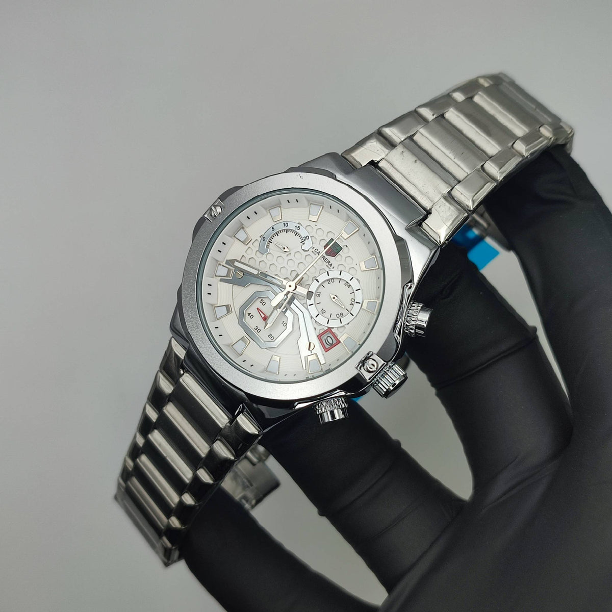 Men's Chronograph Watch – White | Business Casual Quartz Wristwatch with Date Display