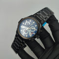 Men's Chronograph Watch – Black & Blue Business Casual Quartz Wristwatch with Date Display