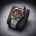 Luxury Mechanical Watch with Skeleton Back – Red Dial Automatic Men's Watch