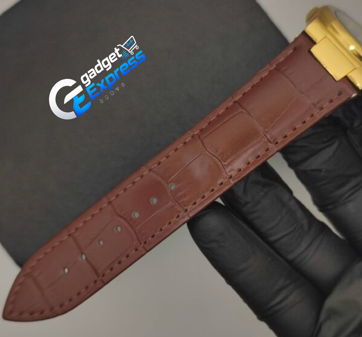 Luxurious Gold Watch with Brown Leather Strap – Men's White Dial Quartz Watch