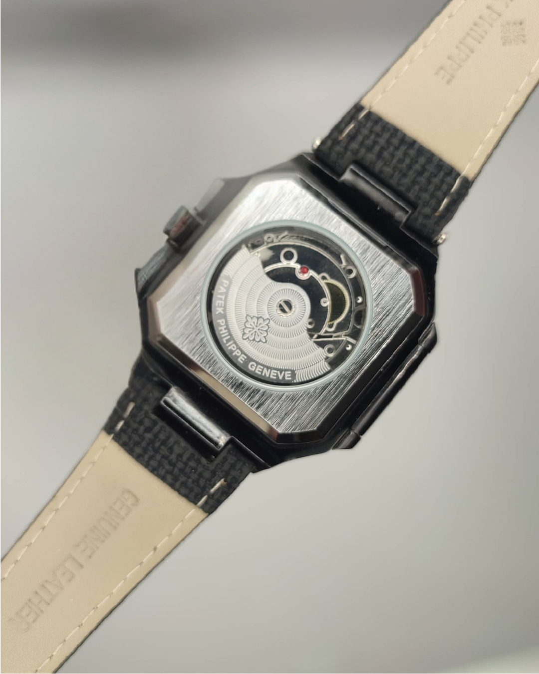 Platinum Moon Phase Watch – Men's Black Dial Wristwatch (42mm)