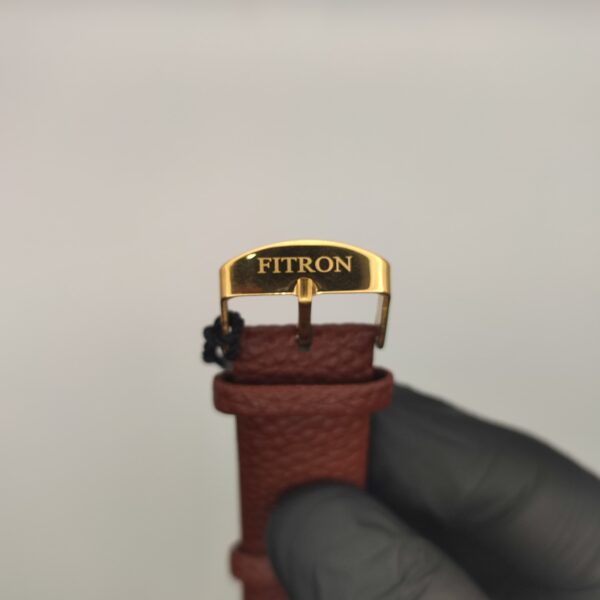 Fitron Gold Square Watch – Men's Premium Quartz Watch with Brown Leather Strap