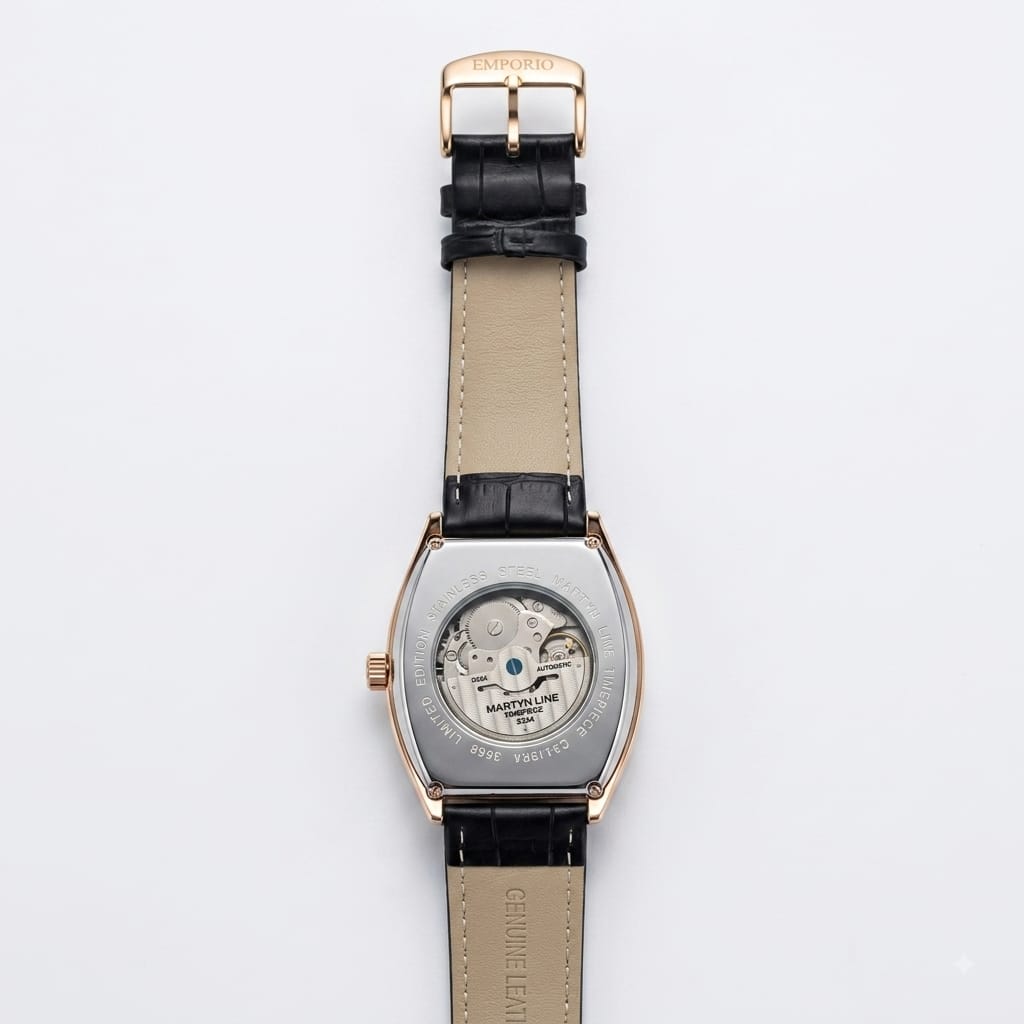 Martyn Line Royal Edition Automatic Watch – Men's Black & Silver Leather Strap Watch